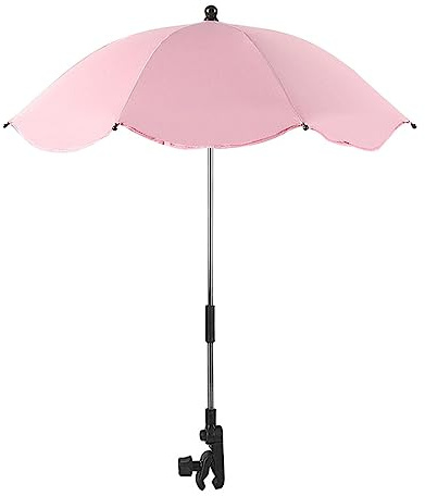 Parasoll för småbarn | Parasoll för barnvagn | bärbart parasoll för barn, solparasoll för strandstol rullstol resor, Rosa (silverlim)