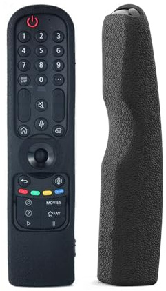 2pcs Fernbedienungshülle Kompatibel mit LG MR24GA MR23GA MR22GA MR22GN MR21GA MR21GC OLED QNED Smart TV Remote,Silikon-Fernbedienungshülle für LG Magic 2024 (Schwarz+Schwarz)
