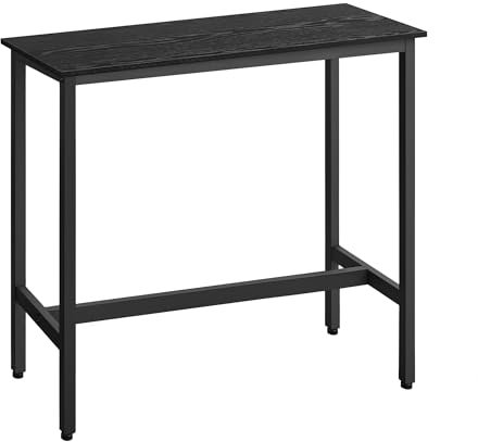 VASAGLE Mesa de Bar, Mesa de Cocina Rectangular Estrecha, Mesa Alta con Marco de Metal Robusto, 40 x 100 x 90 cm, Montaje Sencillo, Diseño Industrial, Negro Ébano y Negro Tinta LBT010B56