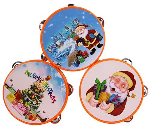 Pandereta Infantil Navidad Como Instrumentos Musicales Infantiles: El Primer Paso De Tu Pequeño Hacia El Ritmo Y La Diversión Musical, Despertando Su Talento Desde Temprana Edad. (Naranja)
