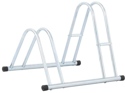 vidaXL Bicycle Stand for 2 Bikes, Floor Freestanding Bike Stand for Indoor Garage Warehouse, Bike Floor Stand, Bike Holder, Galvanised Steel
