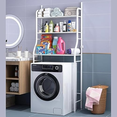 Scaffale da bagno 3 Ripiani salvaspazio mobile sopra lavatrice organizer parete appoggio detersivi bucato mensole bagno