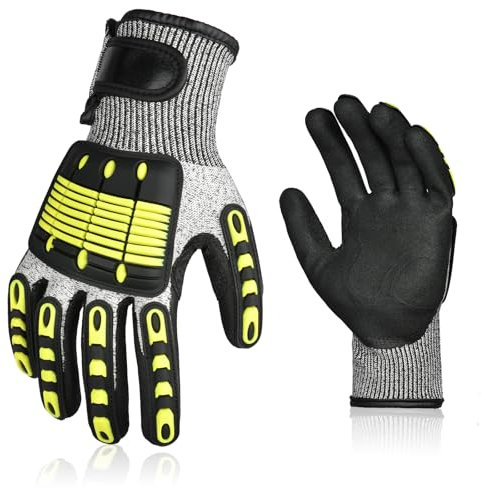 Ainiv Gants de Travail de Sécurité Anti Coupure, Résistants aux Abrasions - Pour Mécanicien, Jardinage, Charpentier, Transport, Logistique (1 Paire, L)