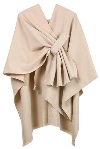 Ehuihuan Poncho Damen Umhängetuch Cape mit Fransensaum, Cashmere Feeling Strick Cardigan für Herbst Winter, 130x50cm