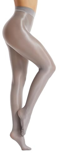 Frola Collant da danza per le donne 70D collant luccicanti calze nude Saphing collant per balletto collant con piedi, grigio, S-M
