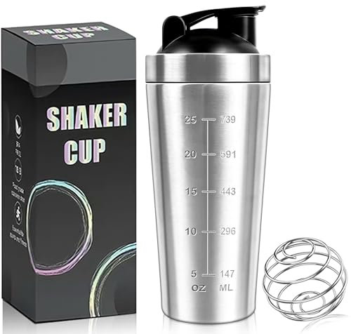 UZSUZZ Shaker Proteine 900ml in Acciaio Inox con Palline Miscelatrici - Design Antigoccia Senza BPA | Per Palestra, Bevande Sportive e Polveri