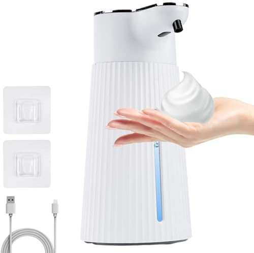 VIFERR M9 - Dispenser di sapone con sensore intelligente, 500 mAh, con 2 supporti autoadesivi da parete, distributore di sapone automatico (tipo di schiuma)
