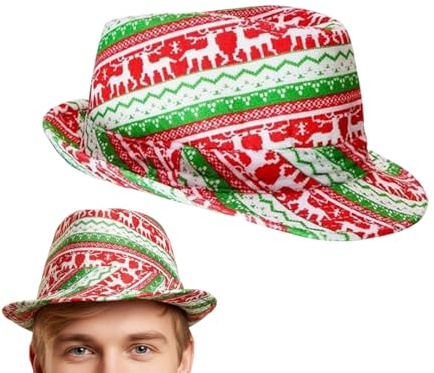 Jul Fedora-hattar för män | Snöflingemönster andningsbara festliga huvudbonader | julhuvudbonader | för vän män kvinnor tonåringar festvinnare semester inomhus utomhus