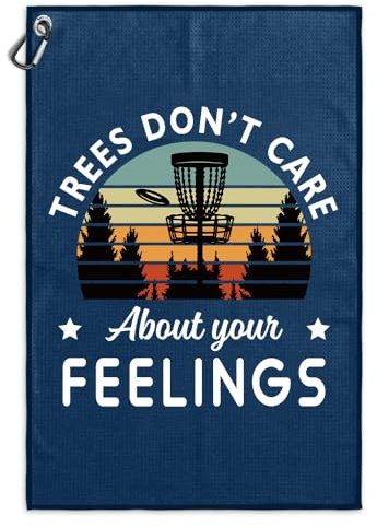 Msticey Tree Don't Care About Your Feelings Printed Microfiber Disc Golf Towel, Disc Golf Gifts for DiscGolf Lover Dad, Disc-Golfer Father's Day Birthday, DiscGolf Accessories for Men(Navy Blue)
