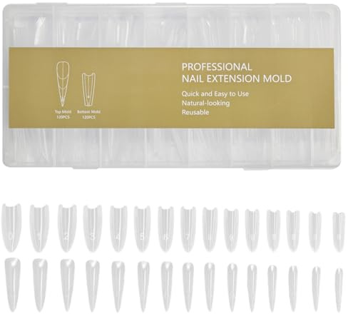 240 Nail Forms per Unghie Lunghe a Punta – Sandwich Dual Tips in Forma Coffin Lunga, per Gel e Polygel, Ideali per Look Stiletto Drammatici e Alla Moda