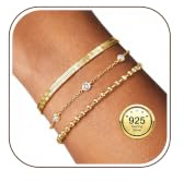 Kakonia 3 st S925 Silver Damarmband Guldpläterade Kedja Armband Silver Armband Set Justerbar Armband Smycken för Kvinnor