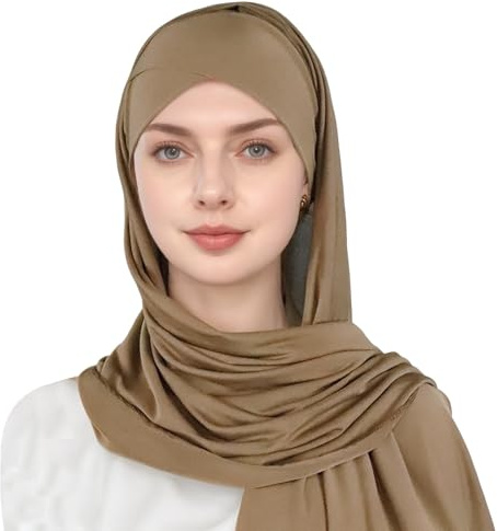 Eauptffy Pañuelos turcos musulmanes para mujer, pañuelo con capucha, pañuelo de oración, jersey moderno, lentejuelas, ropa de oración, bufandas islámicas, bonitos hijab Beanie gorros, bufanda, ropa de