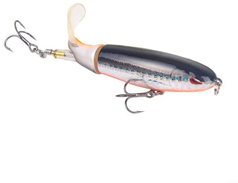 Entgoinggo Topwater Popper Lure For Surface Fishing Realistic Hard Bait With 3D Fish Eyes And Rotating Action Abrasion Resistant Artificial Lure With Reinforced Hook For Freshwater(A)