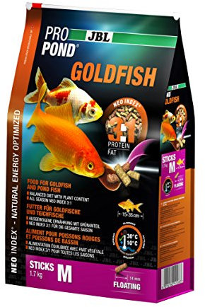 JBL Futter für Gold- und Teichfische, Schwimmende Futtersticks, Spezialfutter, ProPond Goldfish, Größe M, 1,7 kg