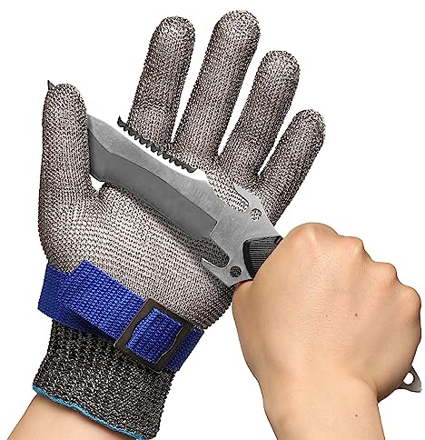 Schwer SlicePro ANSI A9 Cut Resistant Glove PR1706, Stainless Steel Mesh Metal Glove, Food Grade for Kitchen Cooking, Butcher Meat Cutting, Oyster Shucking, Mandoline, Fishing, (M, 1 PCS)