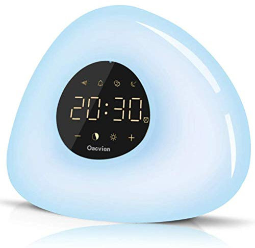 Regalo Wake-up lights, multi-color dimmable RGB alarm lights, alarm clocks, bedside lights, night lights with simulated sunrise and sunset lights and FM radio, snooze functions Multifunzione
