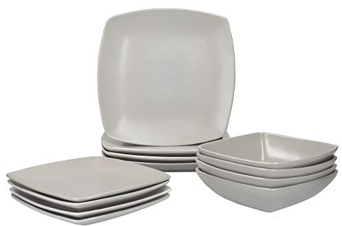 Creative Tops Raven Grey 12 Piece Dinner Set, Square, Ceramic, Service for 4