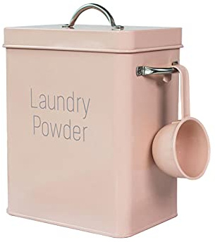 Perfect Flower Tvättpulver låda 4 l hushållstvätt pulver förvaringsburk med spade tvättmedelslåda plast tvättmedelsbehållare metall tvättpulver burk för pulver tvättmedelsburk | Skopa tvättmedelslåda tvättmedelsbehållare metall tvättmedel låda för pulver tvättmedelslåda