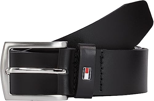 Tommy Hilfiger Herren Gürtel New Denton 3,5 cm Belt Ledergürtel, Schwarz (Black), 80 cm