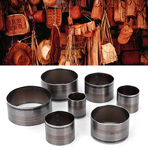 Fyearfly Leather Punch Tool Cutting Dies, 7 Pcs Leather Circle Cutter Die Cut Shapes Leathers Hole Puncher Round Cutting Mold Round Cut Punching Die Set