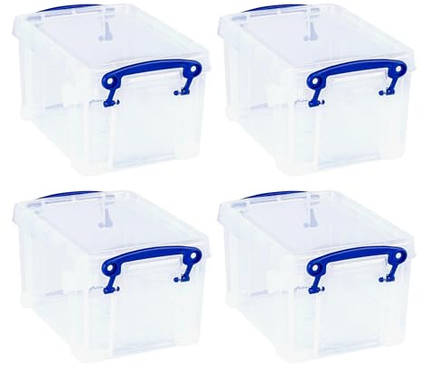 Really Useful Box Plastic Storage 1.6 Litre Clear (Pack of 4)