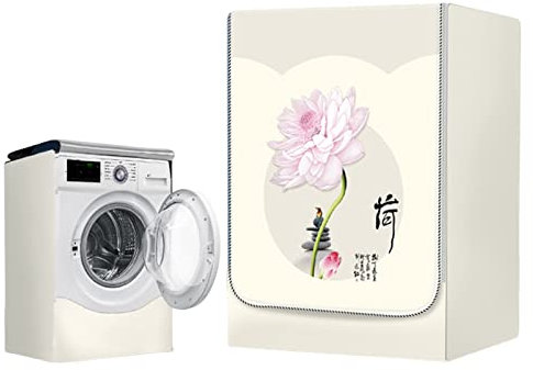 FANSU Stile Cinese Copertura Lavatrice per Esterno per Lavatrici e Asciugatrice Impermeabile Antipolvere Coprilavatrice da Esterno con Aperture Frontali Protezione Solare (Rosa,S-6-7.5kg)
