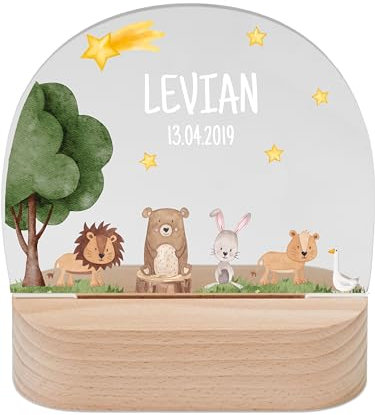 wunderwunsch - Personalisiertes Nachtlicht für Babys - Individuelle Nachttischlampe für Kinder - Personalisierte Geschenke Kinder - Babygeschenk - Geschenk zur Geburt