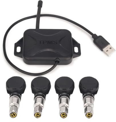 GONFEN ES342 USB Universal TPMS Module Sensor de presión de neumáticos con 4 sensores internos, pantalla de control de presión de neumáticos para Android 8.1 + radios de coche