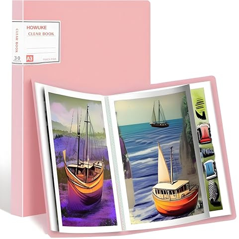 Diamond Painting Bilder Album, Diamond Painting Mappe, Sichtbuch in A2 für Aufbewahrung Diamant Malerei Bilder, 30 Klare Taschen für Diamantgemälde 60 x 42 cm oder kleiner