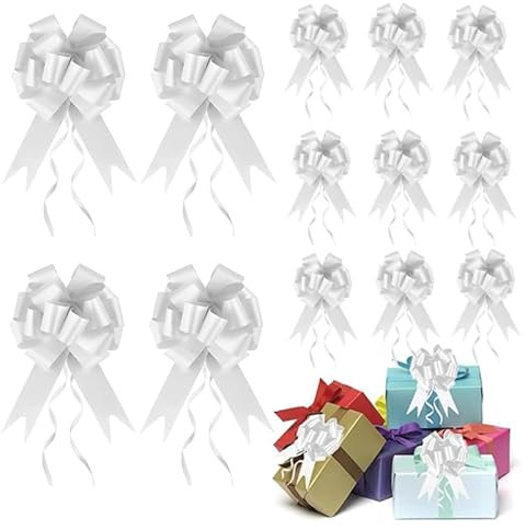 Geschenkschleifen 30 Teiliges Set Ziehschleifenband Weiß Schleifendekoration Große Schleifen Geschenk Ziehschleife Kann für Geschenkboxen, Partys, Hochzeitsdekorationen Verwendet Werden