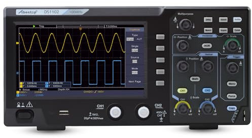 100MHz Oszilloskop Desktop SpeicherOszillograph Zweikanalig mit 7 TFT-LCD-Anzeige Tragbares Leichtes Digitales Oszilloskop (DS1102)