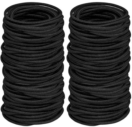 100 Stück Haargummis,Haargummis Mädchen,Premium Gummibänder Haarbänder,elastisch und aus Baumwolle,nahtlos weiche Haarbänder,Schwarz