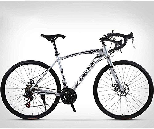 ALQPPM 26-Inch Road Bicycle, 24-Speed Bikes, Double Disc Brake, High Carbon Steel Frame, Road Bicycle Racing,Red/Sier