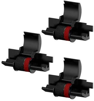 IR-40T Farbband Farbroller, 3 Stück Farbband Tintenwalze ABS POM, Farbrolle Schwarz/Rot, Farbrolle IR-40T Kompatible Farbbänder für Canon CP13/MP-12D/MP-120DH, Schwarz/Rot Tintenrolle für Casio IR40T
