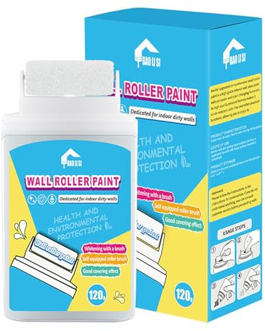 Wall Repair Rolling Brush, White Portable Rolling Paint for Walls, Fast-Drying and Water-Based Paints Filler Roller Easy to Apply, Wall Patch Repair Rolling-Paint (120g)