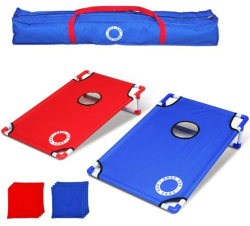Cornhole Beach Set – 90 x 60 cm – Red Zone – Inkl. 2 x 4 cornhole-säckar och bärväska