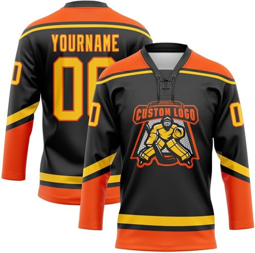 Camiseta Personalizada de Hockey sobre Hielo Personalizable con tu Nombre/número/Logotipo Camiseta de Hockey de Manga Larga Ropa para Aficionados al Hockey sobre Hielo Hombres Mujeres Jóvenes A09