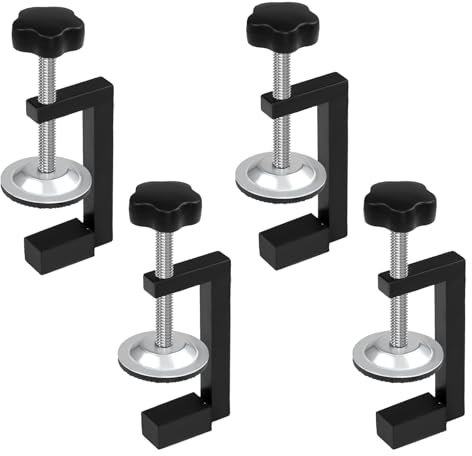 BEASAFY 4 morsetti a C, morsetti a vite in acciaio al carbonio, morsetto da 5 a 53 mm, morsetti da tavolo, morsetti a vite universali, piccoli, neri per camera da letto, cucina, bagno