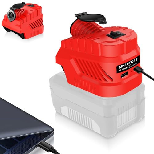 YNDZ 18V to 12V Step Down Converter Compatible with Einhell 18V Battery, DC 12V 20A 240W Buck Regulator with Cigarette Lighter Socket & USB A/C Ports, Power Supply for Car Refrigerator Golf Cart
