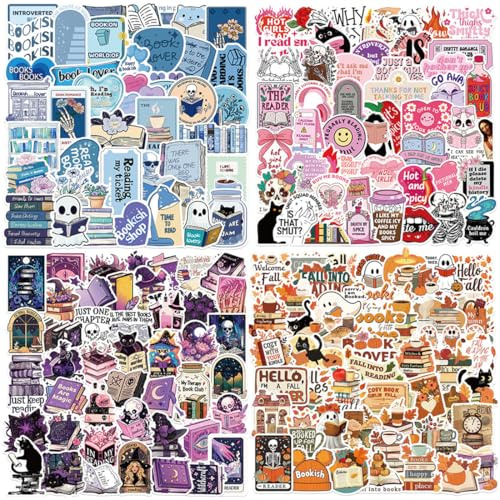 THQAE 200 Pcs pegatinas, stickers aesthetic, pegatinas scrapbooking, pegatinas para Kindle, Pegatinas impermeables para Kindle, libros y botellas, Regalo de lectura para adolescentes y adultos