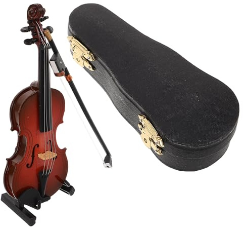 SUPVOX Mini Violino Decorativo in Legno con Supporto e Custodia per Ufficio e Decorazione Musicale