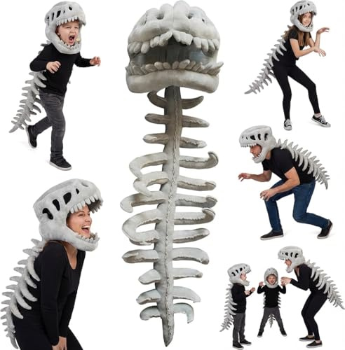 LUMIXA Kids Dinosaur Skeleton Costume, 30-Inch Spinosaurus Hood