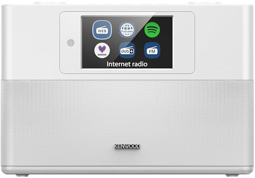 Kenwood CR‑ST200S Radio Inteligente Wi‑Fi con Dab+, Internet Radio, Bluetooth & Pantalla IPS 4.3- Streaming Spotify/Deezer - Altavoces Bass Reflex 2×15W - USB/AUX - Control App, Color Blanca