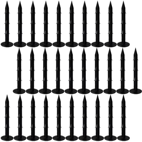 Happyyami Estacas de Tierra de Plástico Negras 16 Cm 100 Unidades para Jardín y Césped, Clavos para Suelo Resistentes para Fijar Telas Antihierba y Estructuras de Plantas en Exteriores