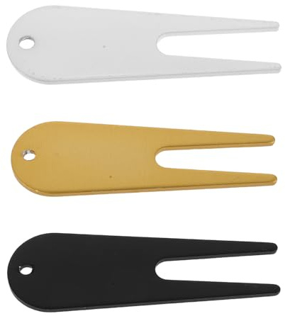 BESTonZON Set 3 Forchette per Riparazione Zolle da Golf in Metallo Marcatore Portatile, Strumento di Allineamento Pallina per Golfisti, Attrezzo Leggero per Manutenzione Green e Campo