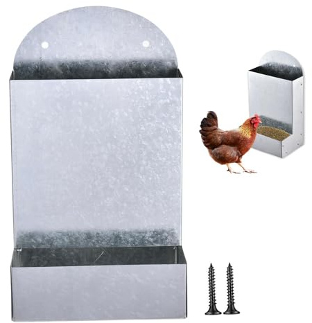 Oyster Shell Feeder Chickens - 25cm Metal Duck Food Dispenser, Durable Livestock Feed Container, Hanging Farm Feeder | Backyard Free Range Feeding Solution Farmers Breeders Keepers Rabbit Ferret Goat