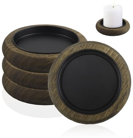 LEIMEND Portacandele in Legno 11cm Porta Candele Portacandele a Colonna