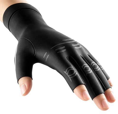 Goldeer Guantes Artrosis Manos para Mujer y Hombre (Negro,M) | Guantes de Compresión,Elasticidad,para Trabajo,Dormir y Deporte,Aliviar el Dolor de Manos,Túnel Carpiano,Tendinitis,Sin Dedos