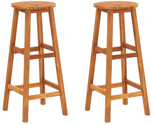vidaXL Taburetes de Cocina 2 Unidades Madera Maciza de Acacia