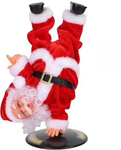 ITODA Dancing Singing Santa Claus Red Santa Christmas Figurine Handstand Rotating Street Dance Singing Christmas Music Ornament Gift Decoration